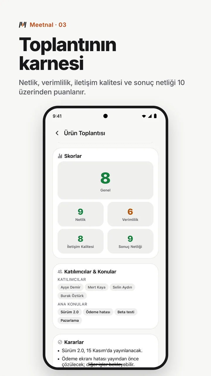 Toplantının karnesi