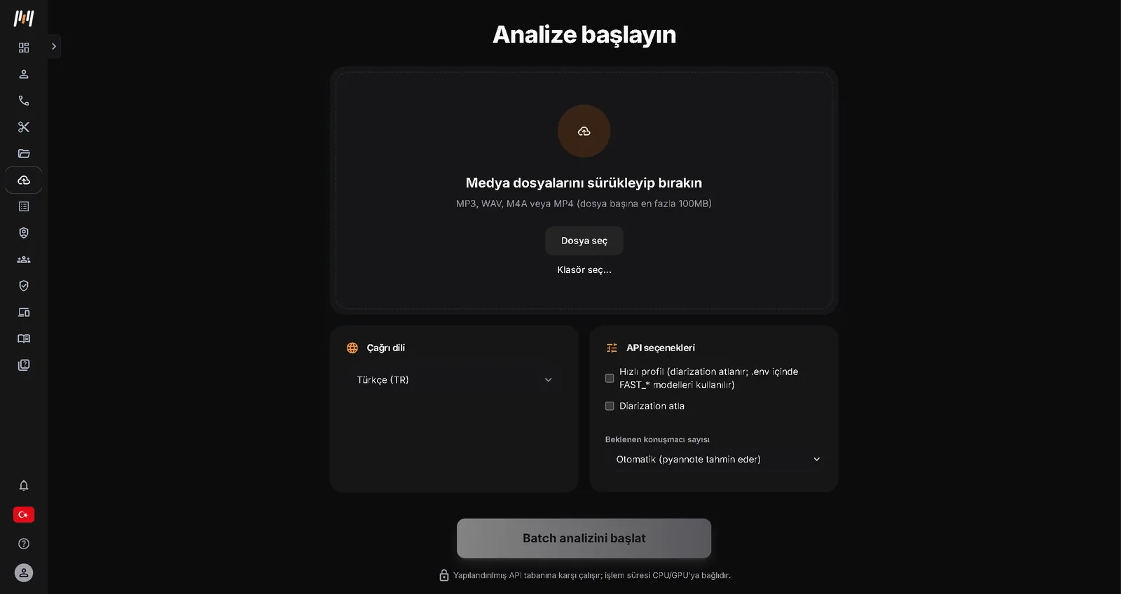 Kayıt yükleme ve analiz