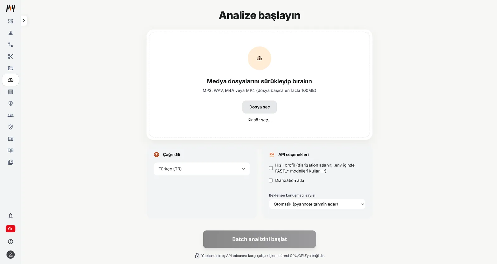 Kayıt yükleme ve analiz