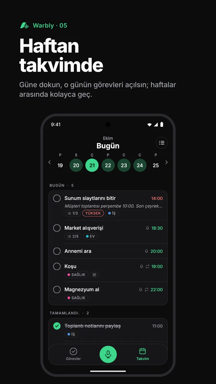 Haftan takvimde
