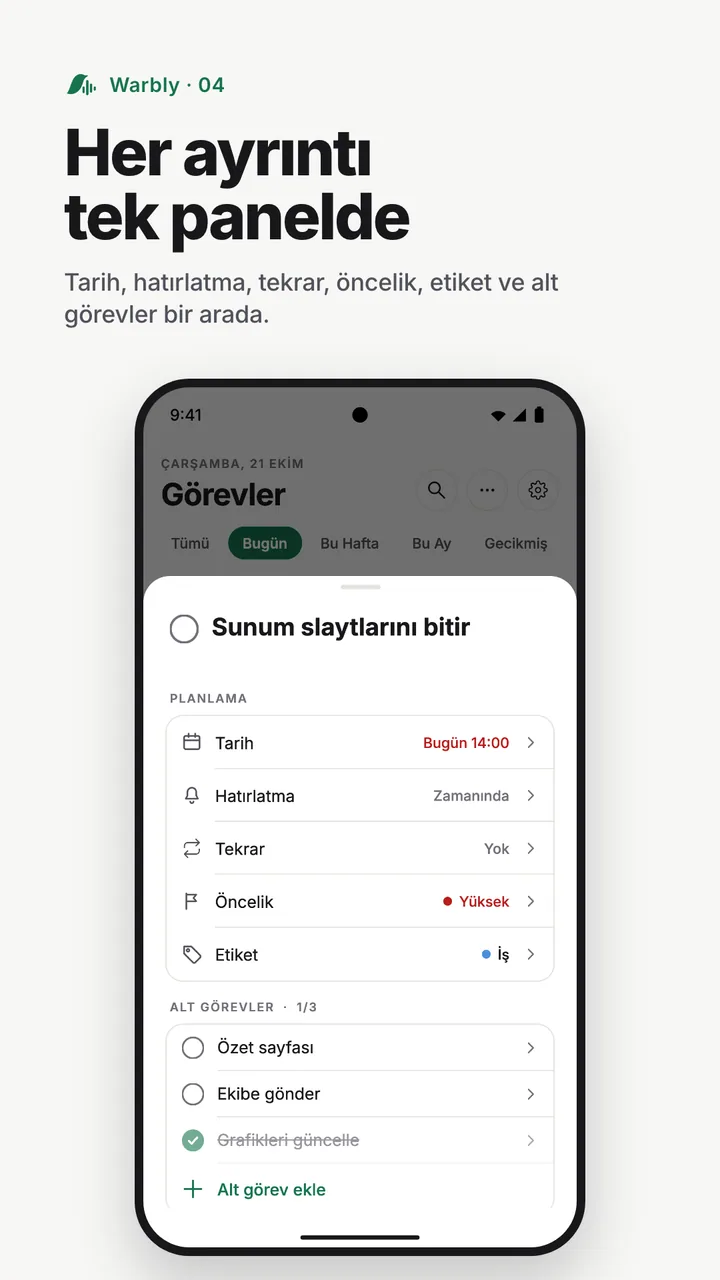 Her ayrıntı tek panelde