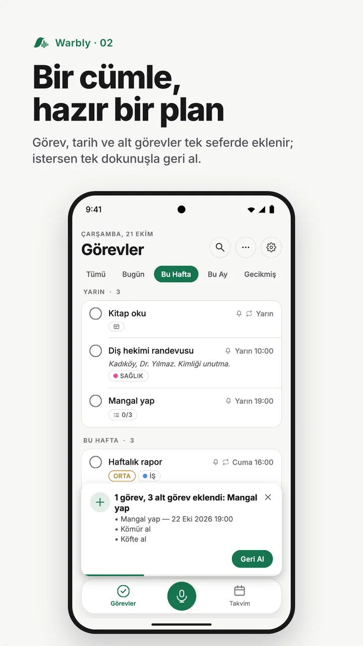 Bir cümle, hazır bir plan